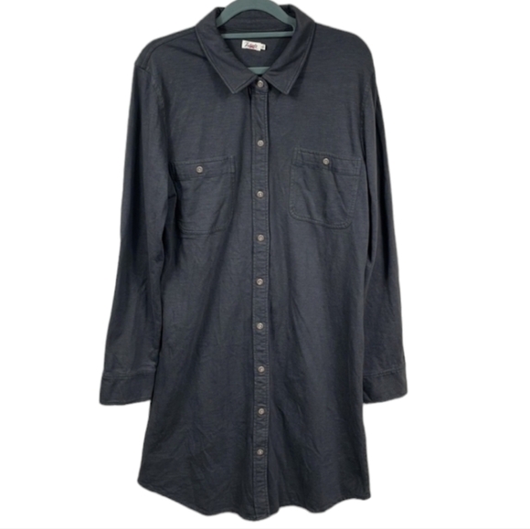 NWT Faherty Seasons Knit Long Sleeve Organic Cotton Shirt Dress Lagenlook Sz XS - Picture 7 of 16